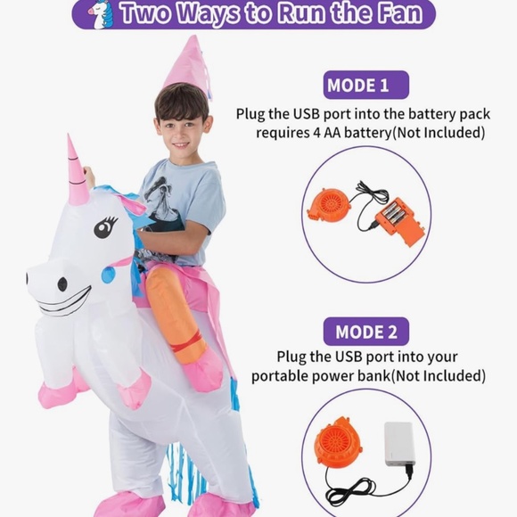 Inflatable Unicorn Ride-On Costume – Kid Size - Picture 4 of 7